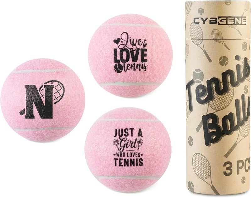 CybGene Tennis Gifts, Personalized Tennis Ball, Set of 3 Unique Tennis Balls with Gift Package, Perfect for Tennis Teammate, Partners - PNK - Image 1